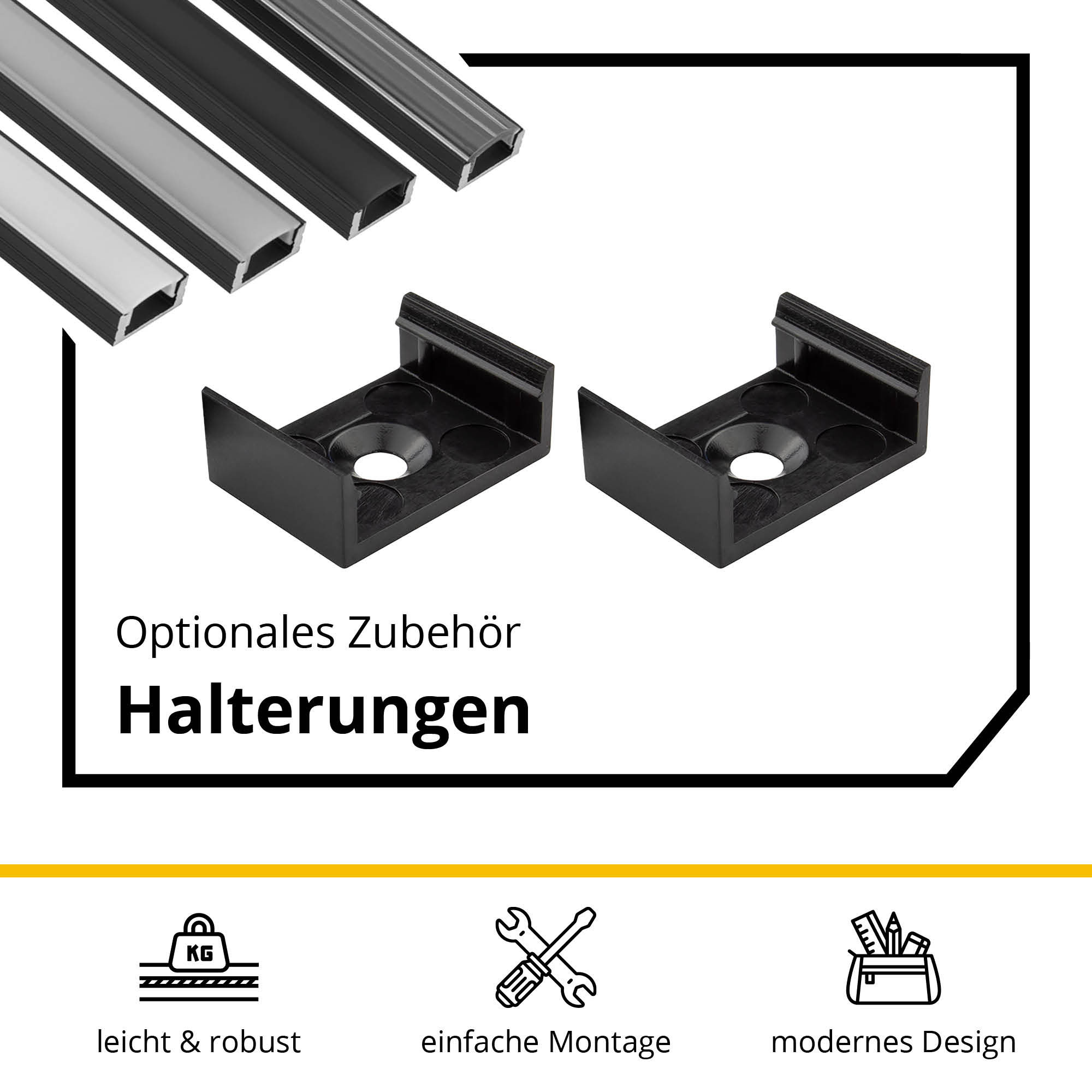 A17 LED Aluprofil Schwarz A17 LED Aluprofil Schwarz 2m Abdeckung milky