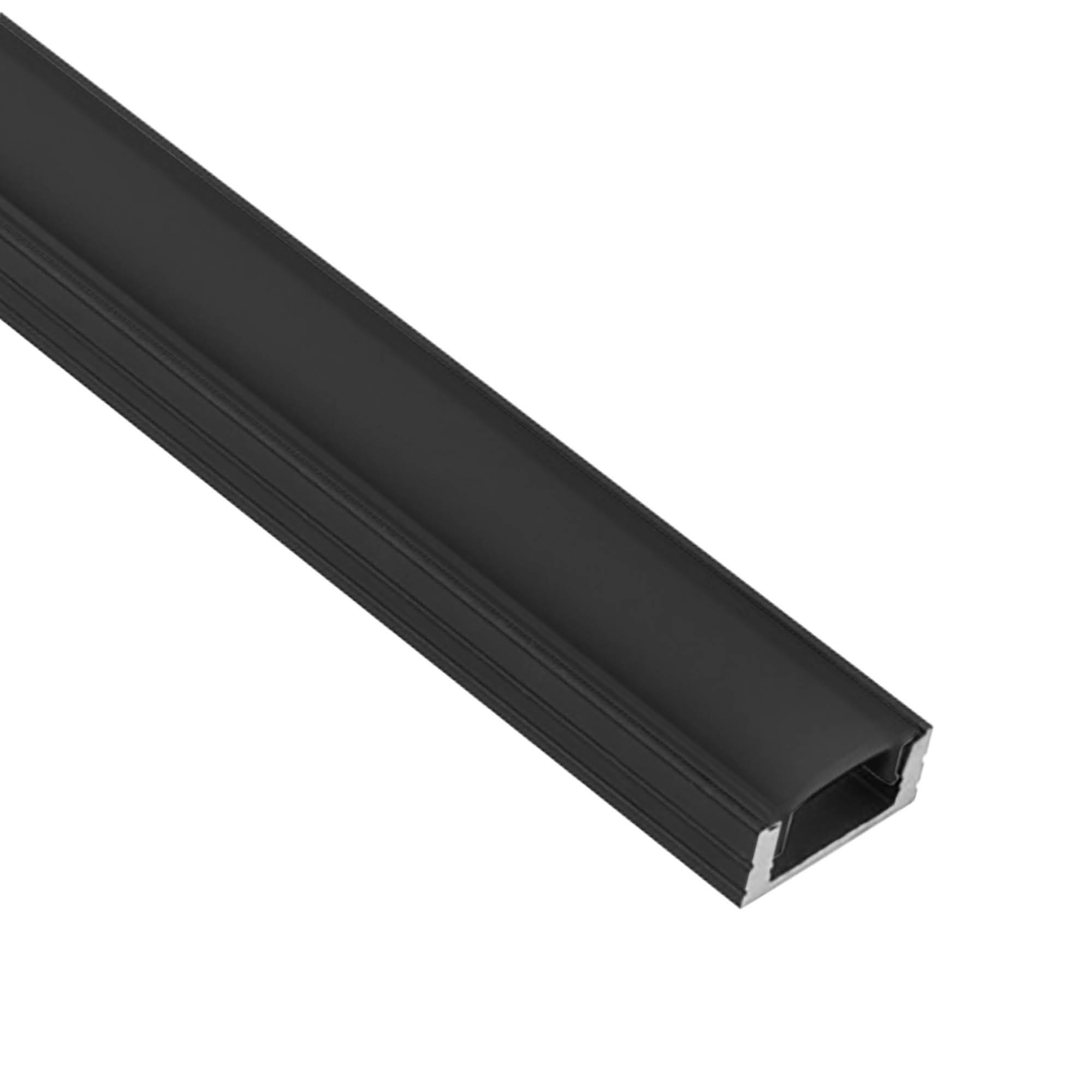 A17 LED Aluprofil Schwarz 2m Abdeckung schwarz