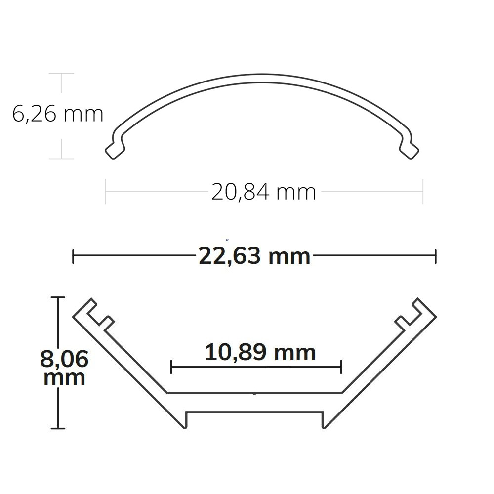 GX-NL10 LED ECK-Profil 200 cm eloxiert, silber 2m Abdeckung opal GX-NL10 LED ECK-Profil silber 2x Endkappen