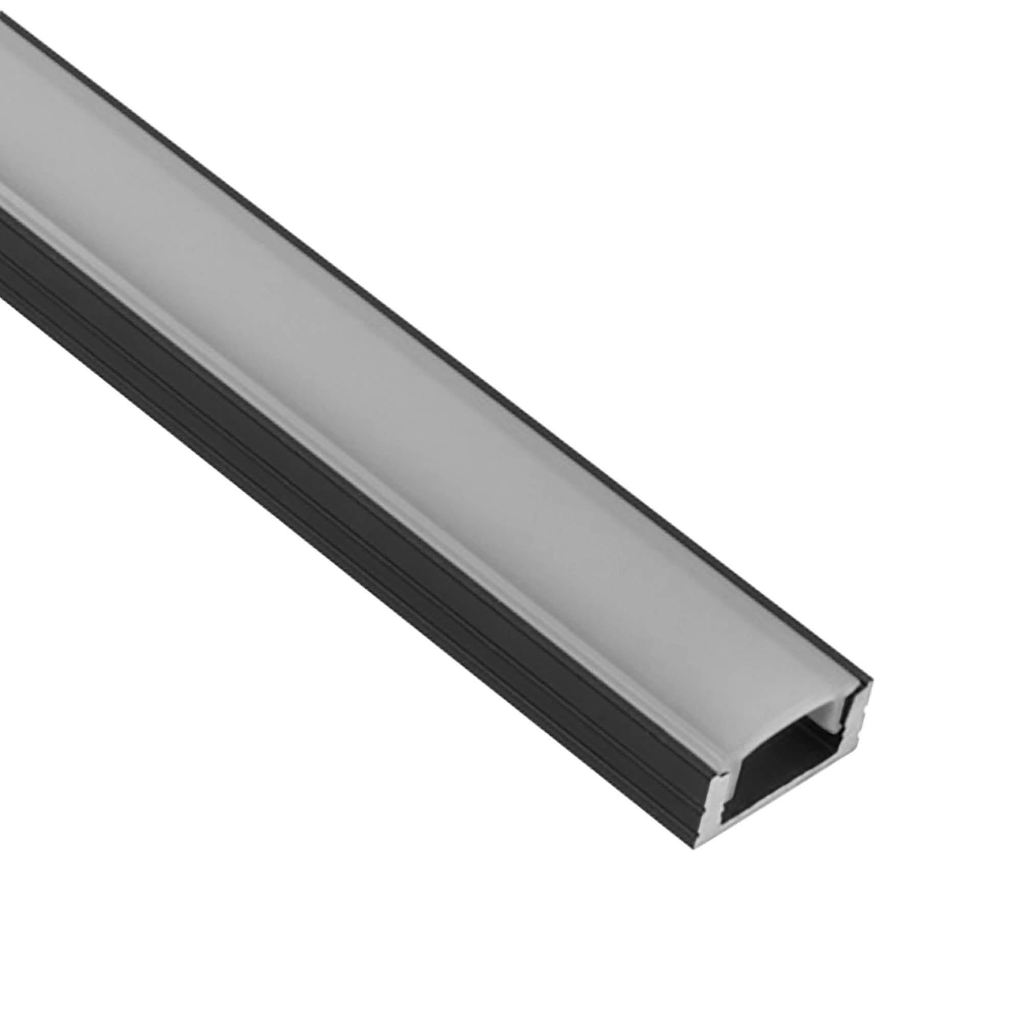 A17 LED Aluprofil Schwarz 2m Abdeckung opal