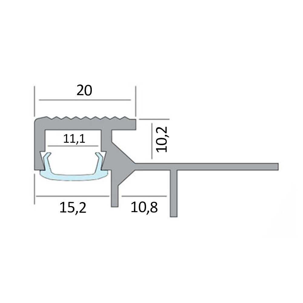 T-40 LED Alu Fliesenprofil Treppenprofil Stufen 12mm schwarz