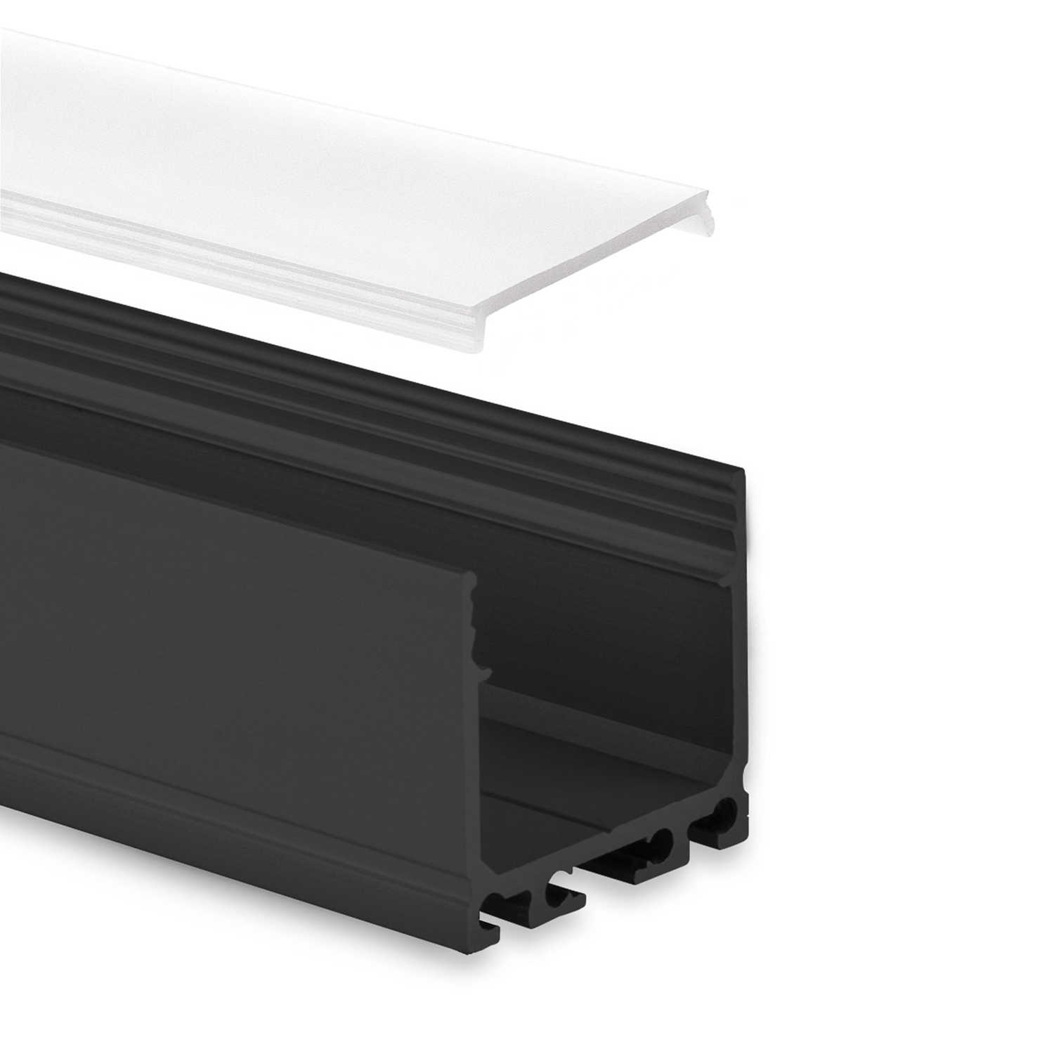 GX-PN8 LED AUFBAU-Profil 200 cm, LED Stripes max. 16 mm, schwarz RAL 9005 2m Abdeckung opal