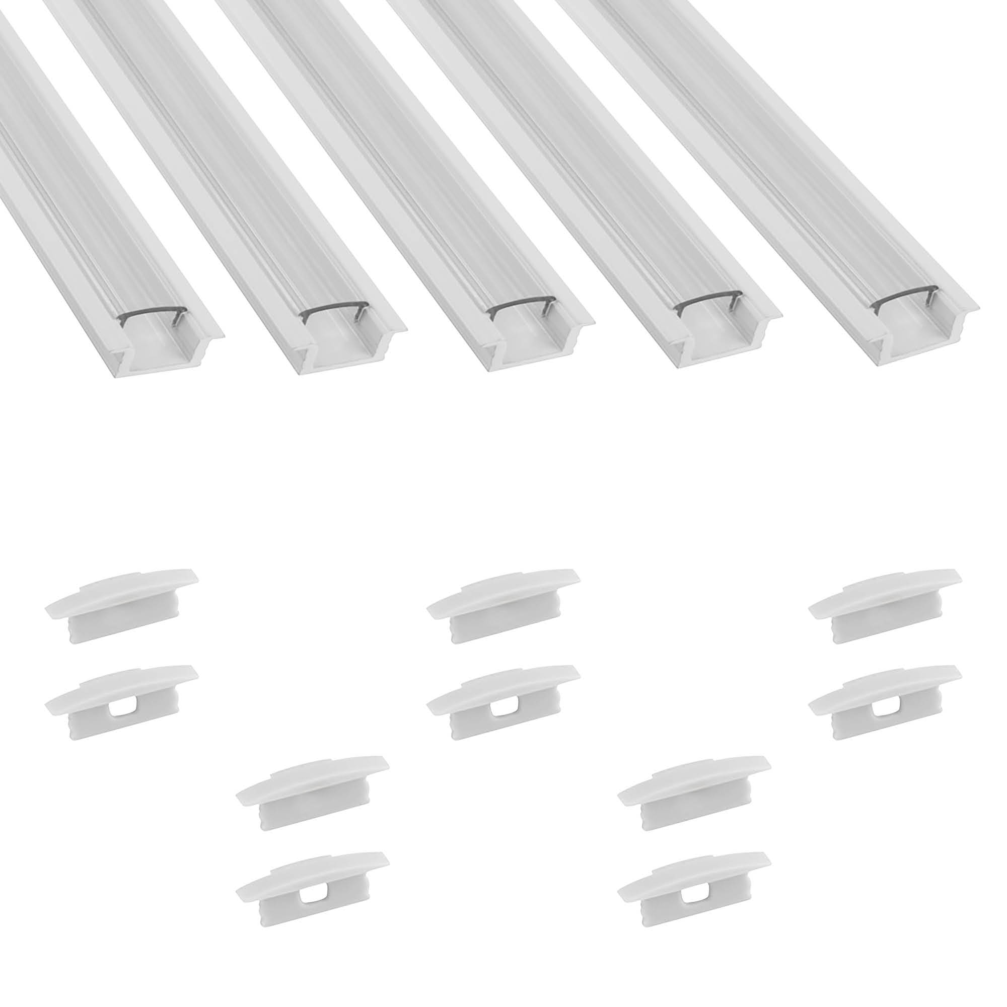 5x A25 LED Profil 2m - Weiss inkl. Abdeckung klar & Endkappen 5x A25 LED Profil 2m - Weiss inkl. Abdeckung klar & Endkappen