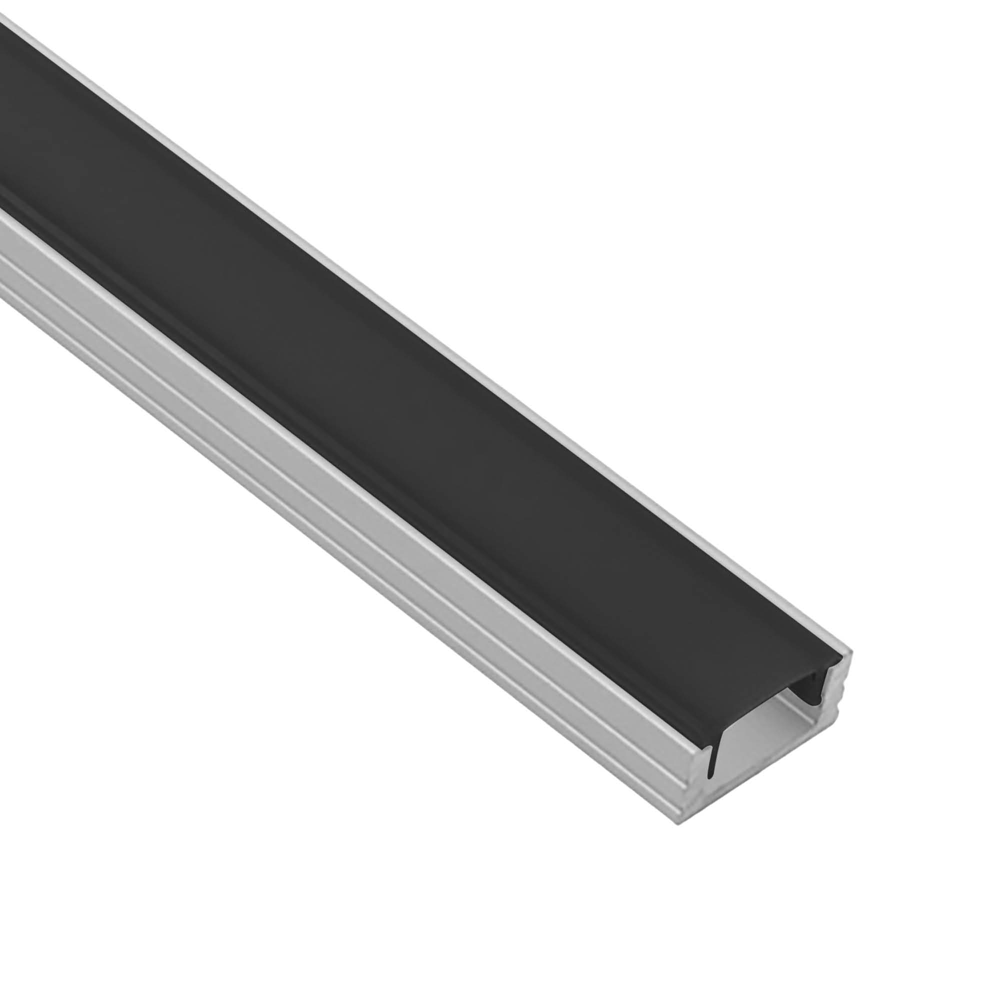 A17 LED Aluprofil Silber 2m Abdeckung schwarz