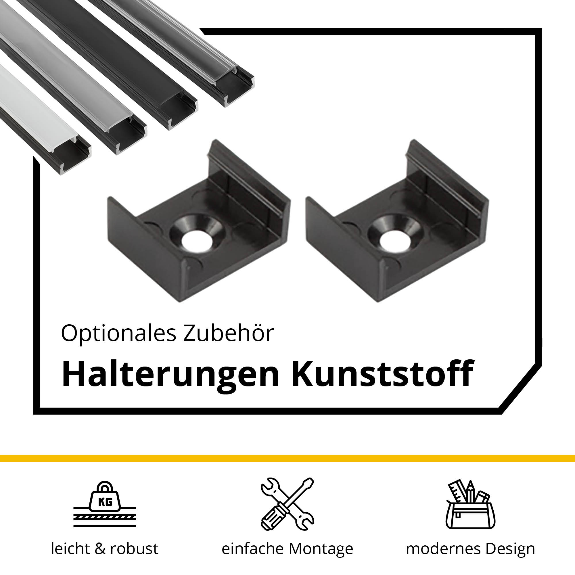 A15 LED Profil Schwarz 2x Endkappen A15 LED Profil Schwarz 2m Abdeckung milky