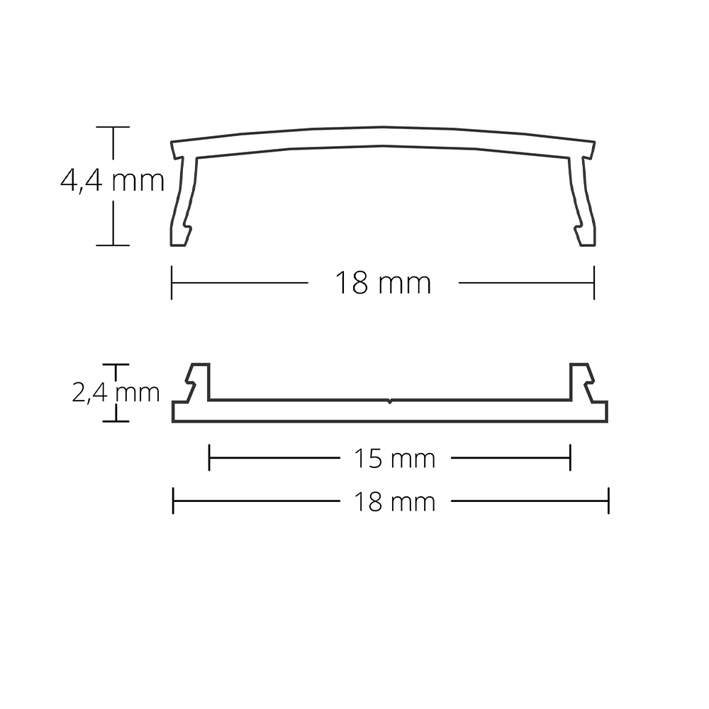 GX-PO13 LED AUFBAU-Profil 200 cm, biegbar, LED Stripes max. 15mm, silber 2x Halter