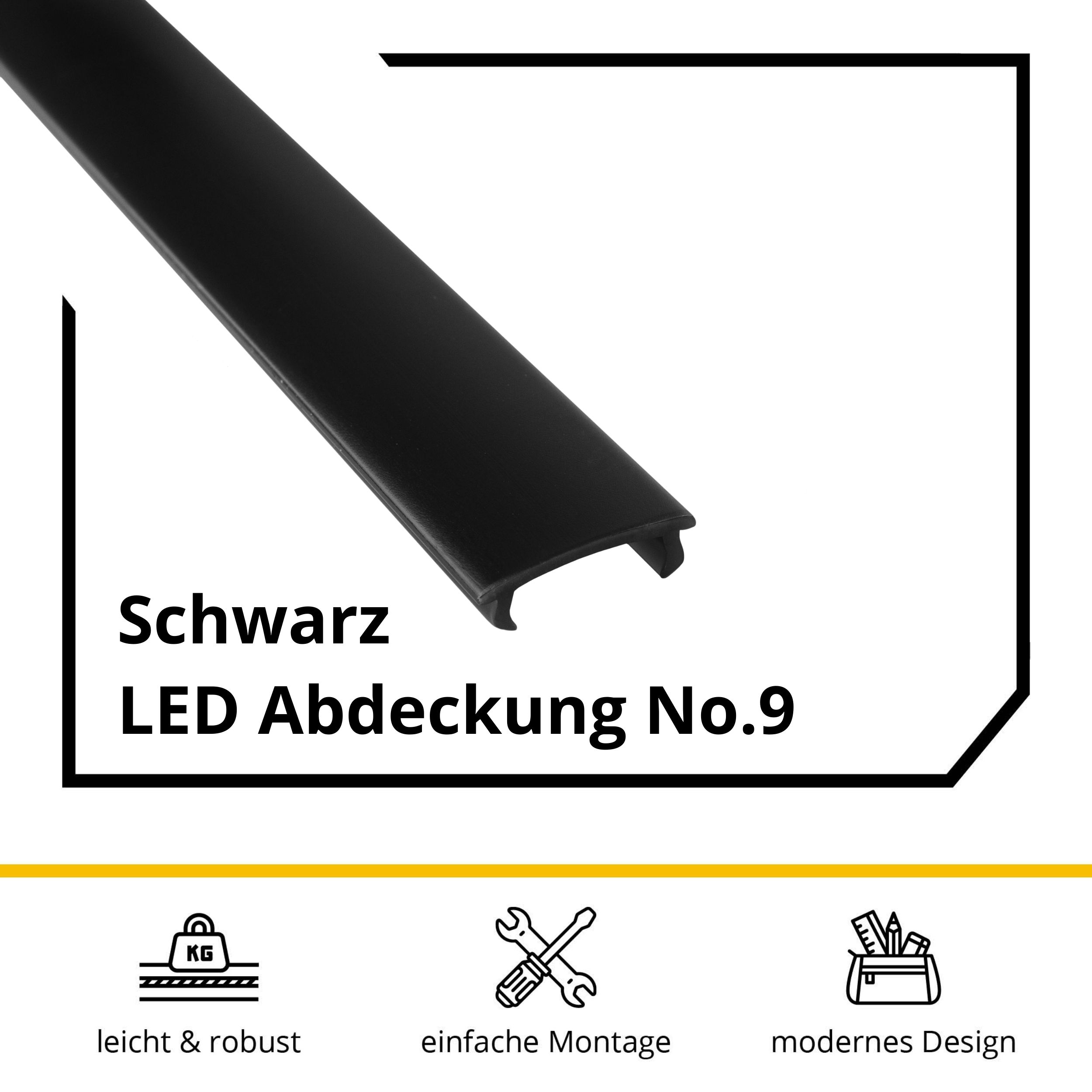 LED Abdeckung No.9 - A15-, A19-, A20-, T77-, T40-, T-STA-Serie - LED-Aluprofil - Schwarz