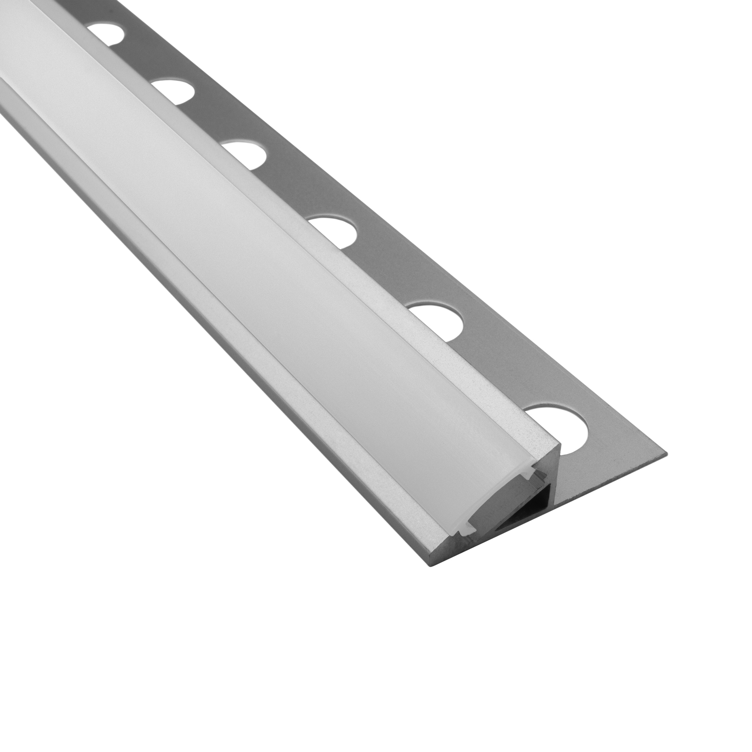T77 LED Alu Fliesenprofil 12mm silber 30° 2m milky