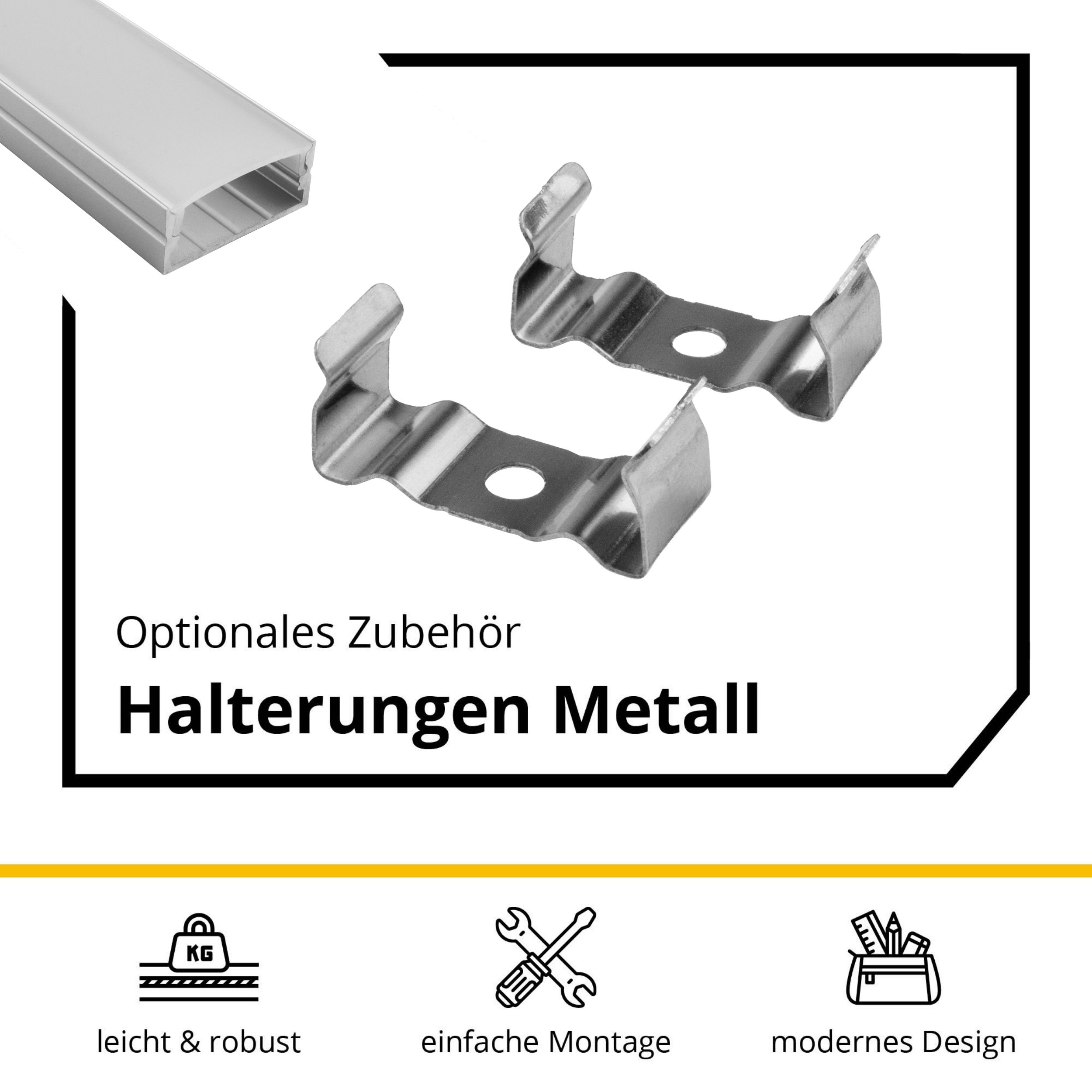 A23 LED Aluprofil Silber - 2x Halter