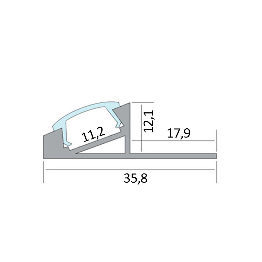 T77 LED Alu Fliesenprofil 12mm silber 30° T77 LED Alu Fliesenprofil 12mm silber 30°
