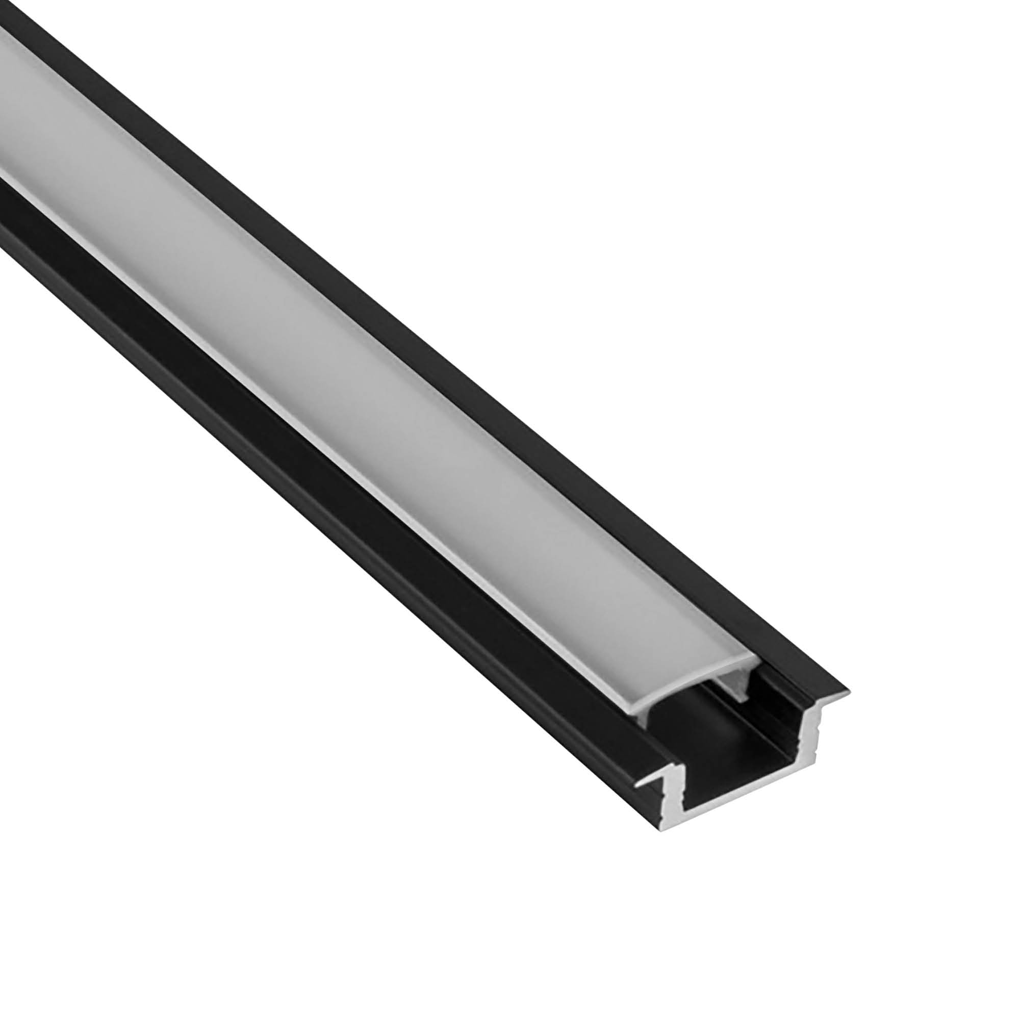 A25 LED Aluprofil Einbauprofil Schwarz 2m Abdeckung opal