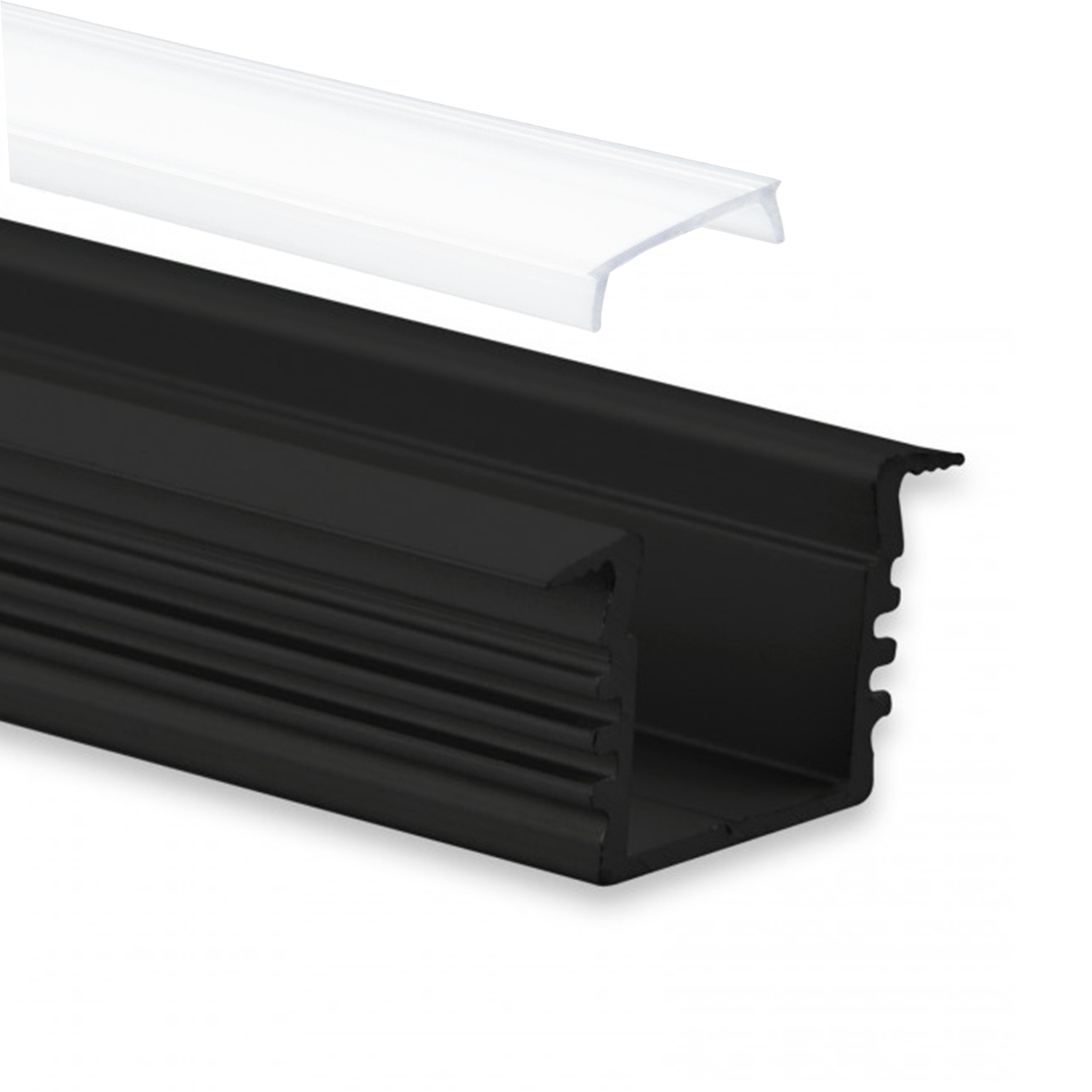 GX-PL3 LED EINBAU-Profil 200 cm, hoch/Flügel, LED Stripes max. 12 mm, schwarz RAL 9005 2m Abdeckung opal GX-PL3 LED EINBAU-Profil 200 cm, hoch/Flügel, LED Stripes max. 12 mm, schwarz RAL 9005 2m Abdeckung opal