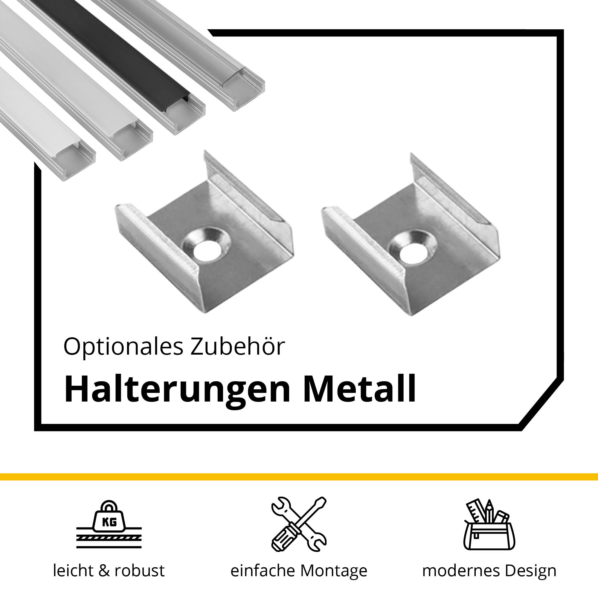 A15 LED Profil Silber 2x Halter kunststoff