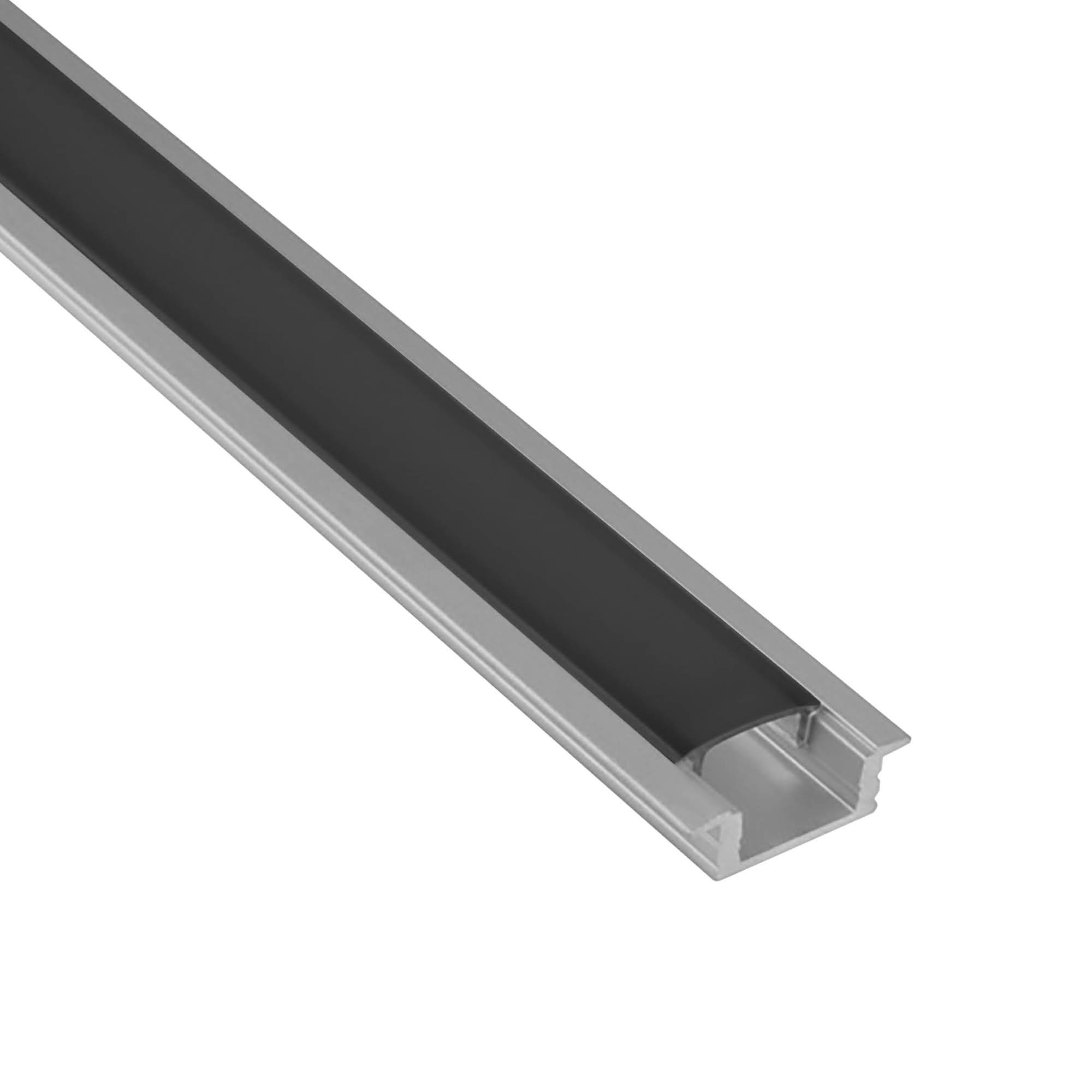 A25 LED Aluprofil Einbauprofil Silber 2m Abdeckung schwarz