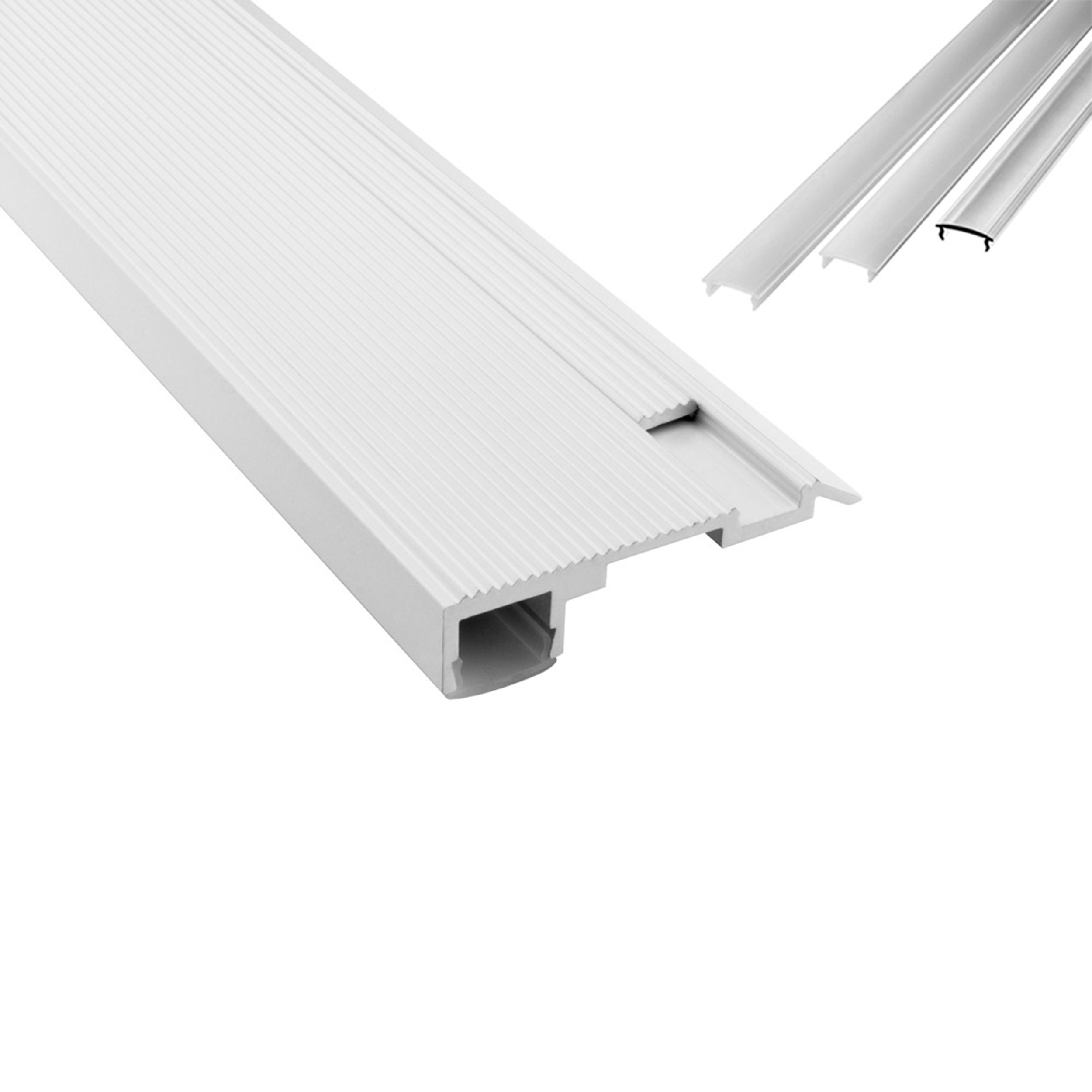 B-WARE - T-STA LED Alu Treppenprofil Treppenwinkel Profil Stufen weiss 2m opal