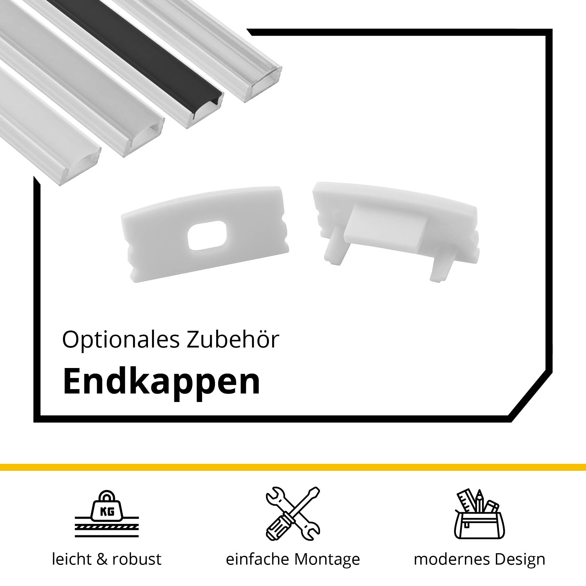 A17 LED Aluprofil Weiss A17 LED Aluprofil Weiss 2x Halter kunststoff