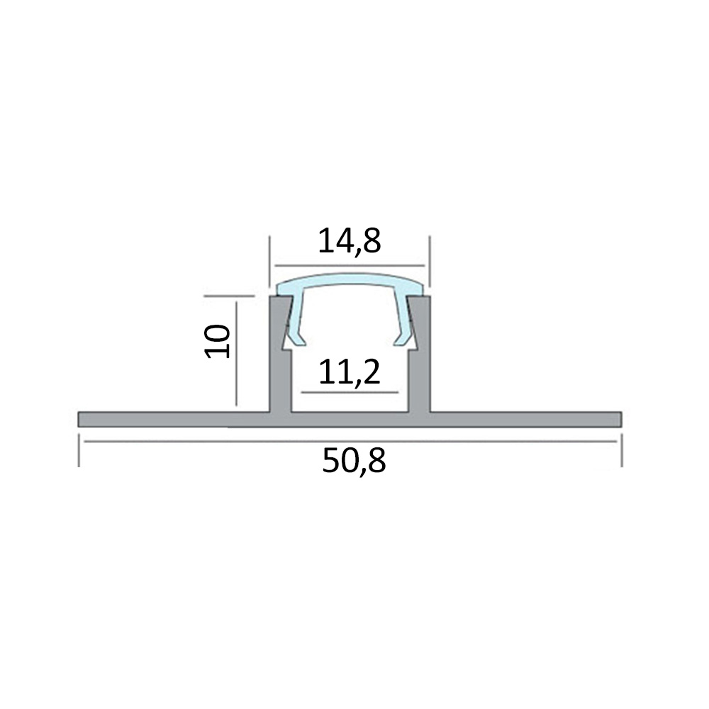 T77 LED Alu Fliesenprofil Bordüre 10mm silber 1m milky