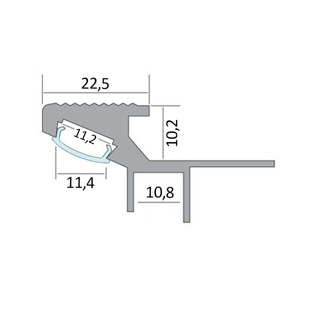 T-40 20° LED Alu Fliesenprofil Treppenprofil Stufen 10mm schwarz T-40 20° LED Alu Fliesenprofil Treppenprofil Stufen 10mm weiss 2m opal