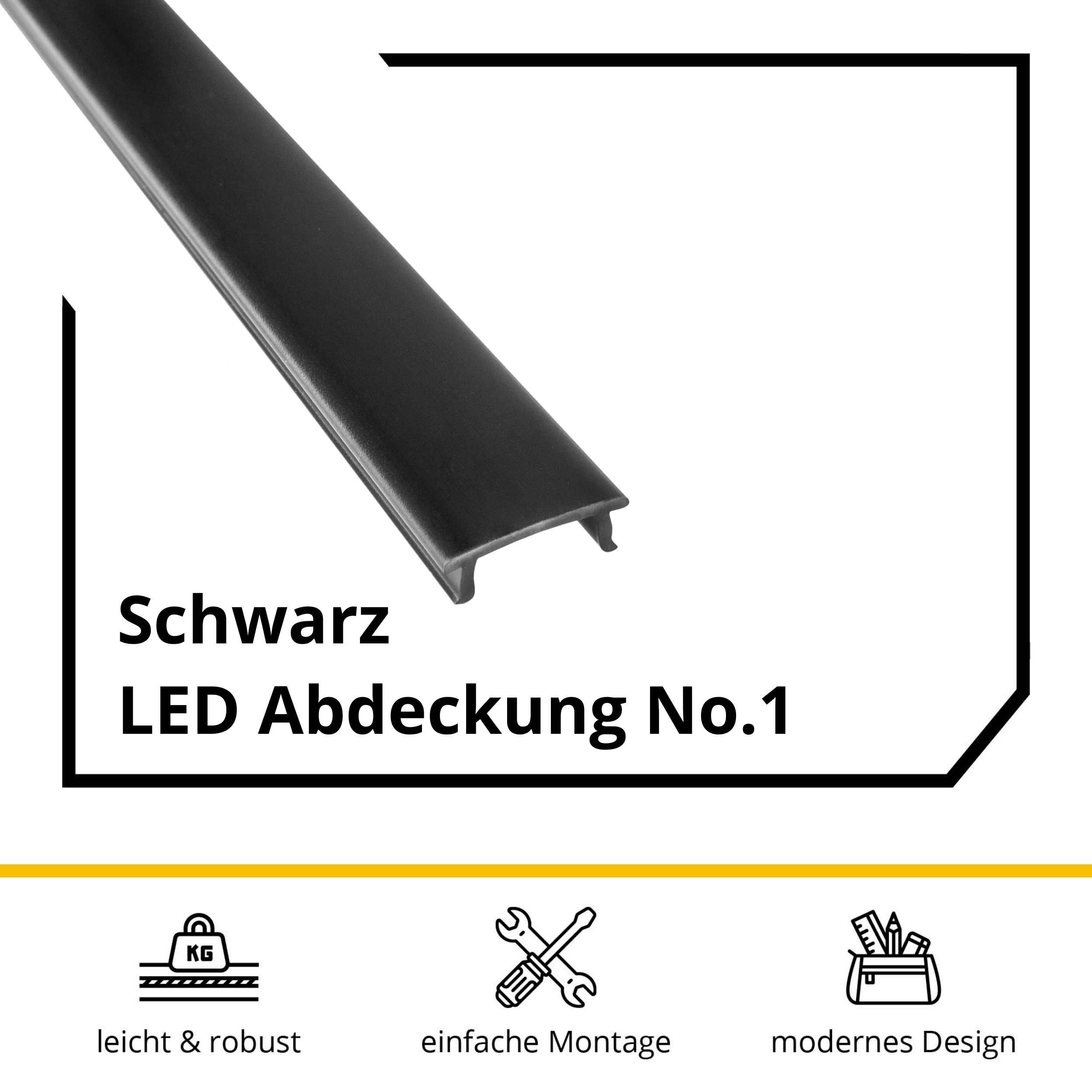 LED Abdeckung No.1 - A17-, A25-, C01-, C02- und F01-Serie - LED-Aluprofil - Schwarz