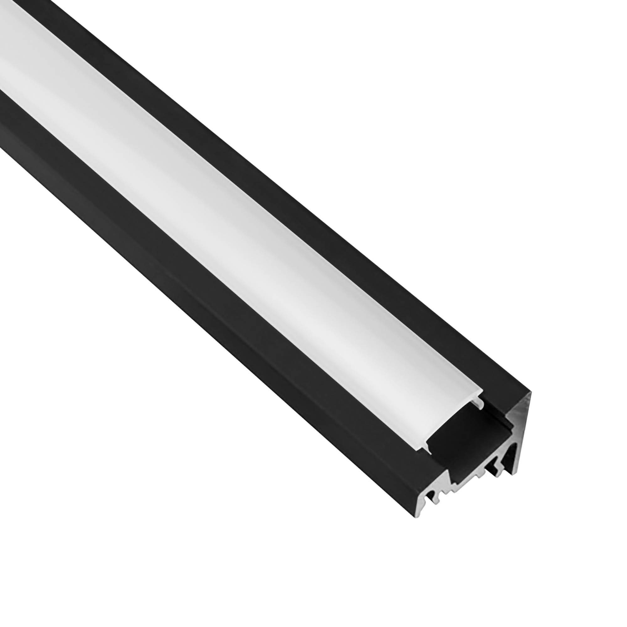 A20 LED Aluprofil Schwarz Eckprofil 30° 2m milky