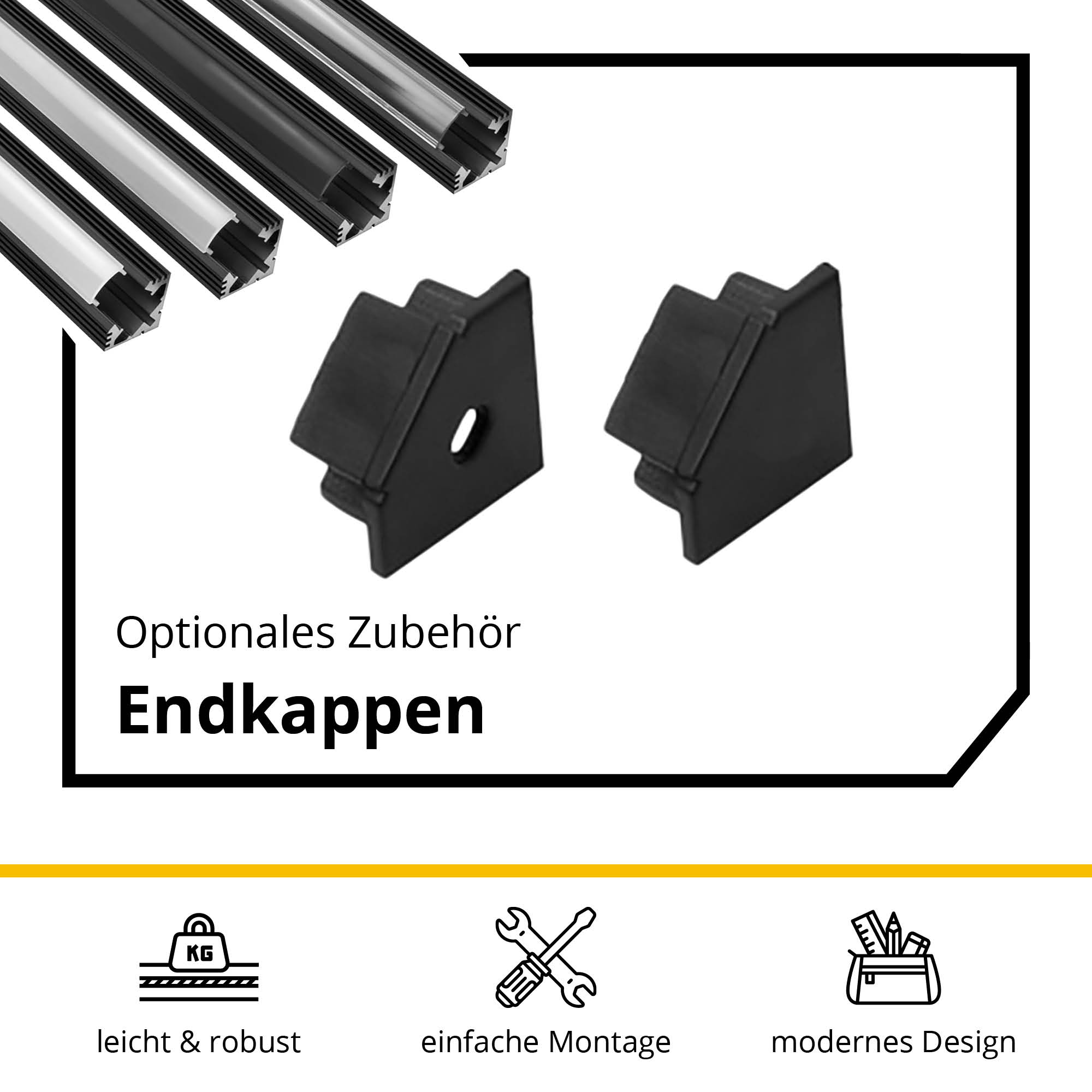 A19 LED Aluprofil Schwarz Eckprofil 90° A19 LED Aluprofil Schwarz Eckprofil 90° 2x Halter metall