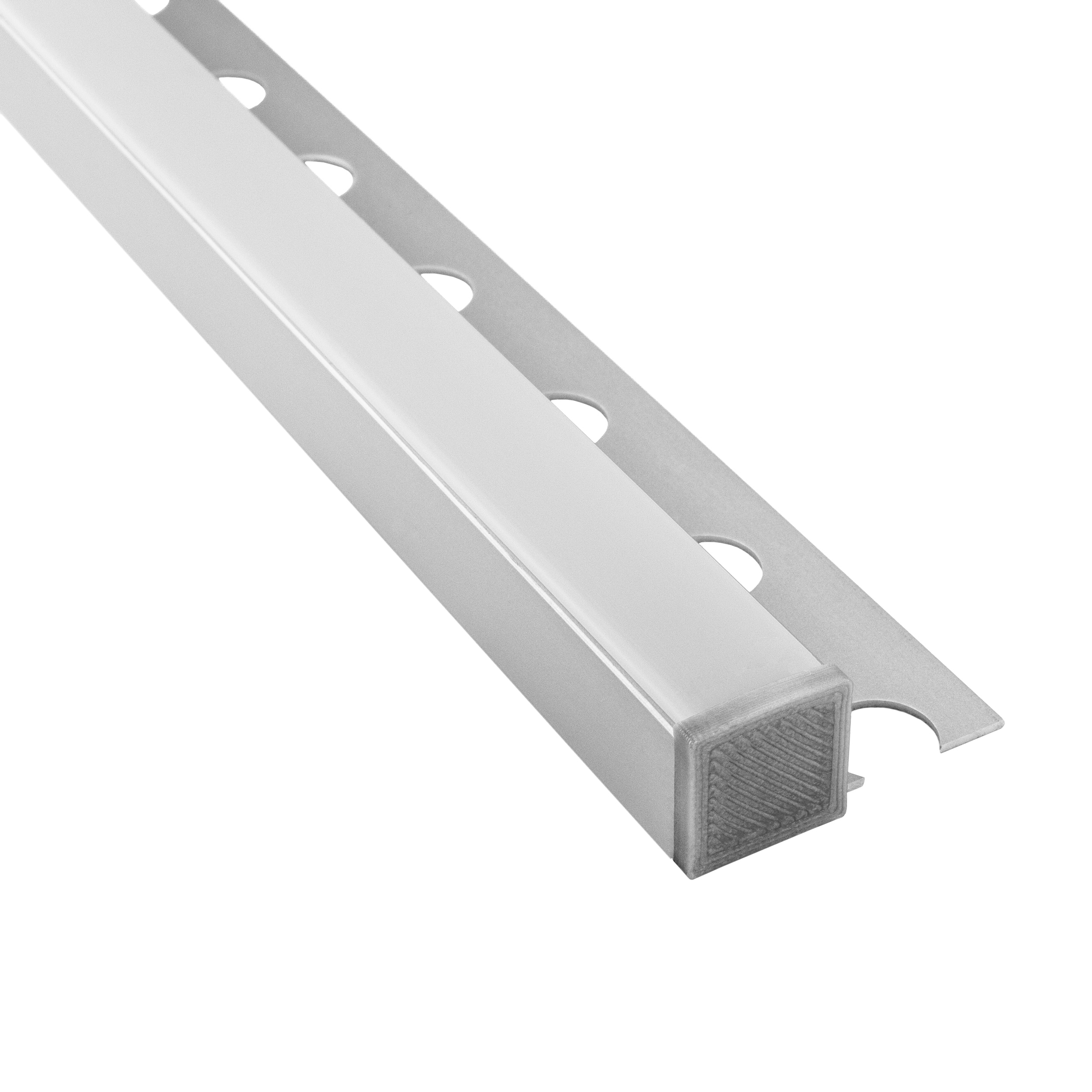 T77 LED Alu Fliesenprofil 12mm silber 2m milky