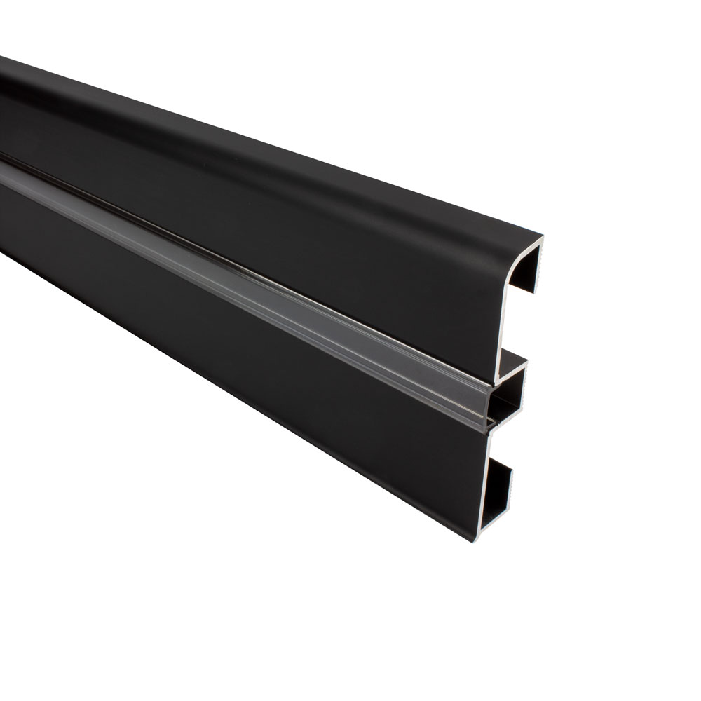 B-Ware - C01 LED Aluprofil schwarz Sockelleiste 2m klar