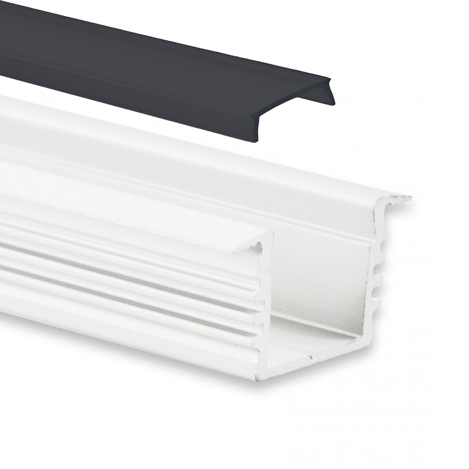 GX-PL3 LED EINBAU-Profil 200 cm, hoch/Flügel, LED Stripes max. 12 mm, weiß RAL 9010 2m Abdeckung schwarz GX-PL3 LED EINBAU-Profil 200 cm, hoch/Flügel, LED Stripes max. 12 mm, weiß RAL 9010 2m Abdeckung schwarz