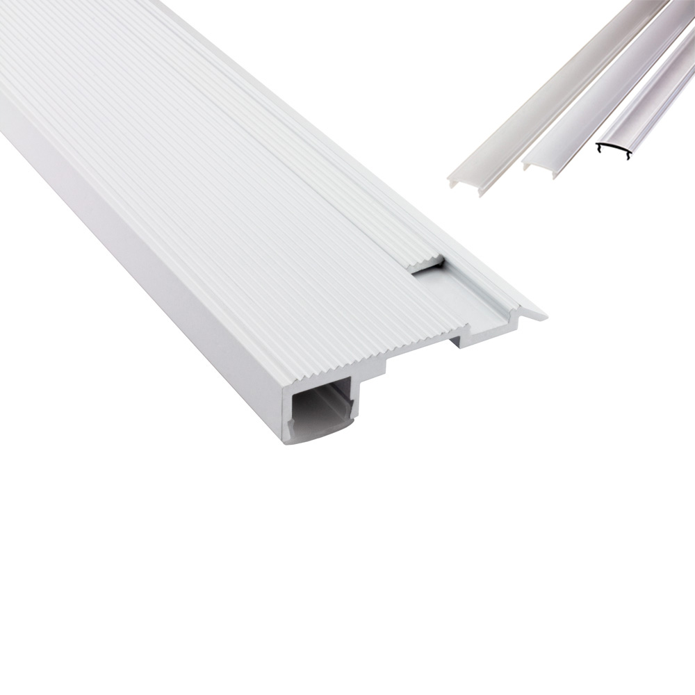 B-WARE - T-STA LED Alu Treppenprofil Treppenwinkel Profil Stufen weiss Endkappe links B-WARE - T-STA LED Alu Treppenprofil Treppenwinkel weiss Endkappe rechts 1 Stück