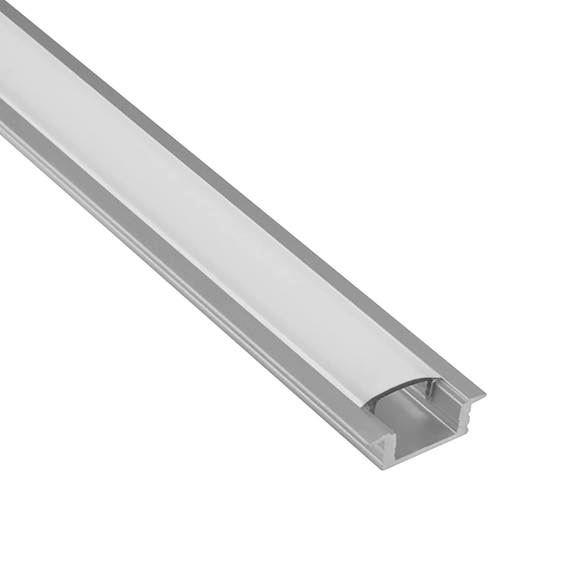 A25 LED Aluprofil Einbauprofil Silber 2m Abdeckung milky
