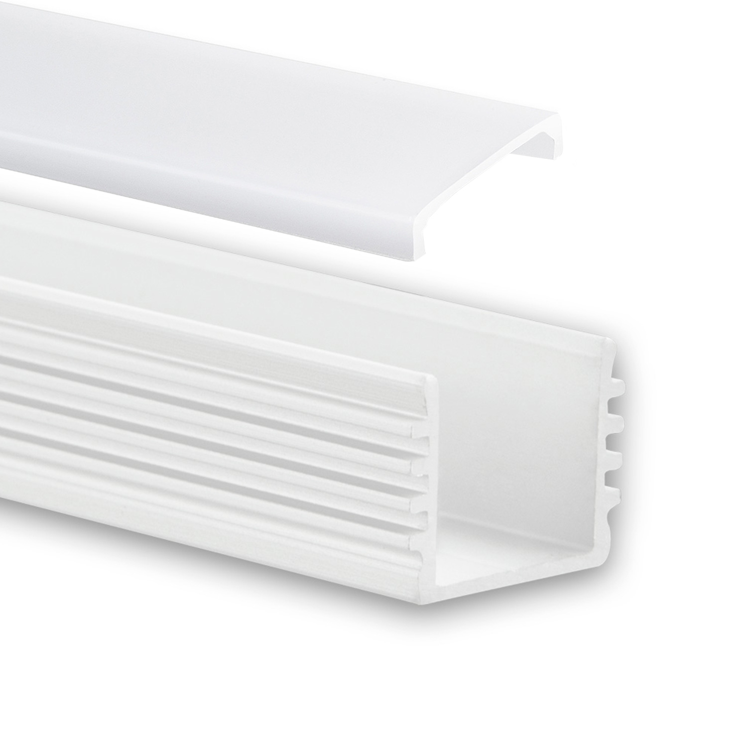 GX-PL5 LED AUFBAU-Profil 200 cm, hoch, LED Stripes max. 12 mm, weiß RAL 9010 2m Abdeckung opal GX-PL5 LED AUFBAU-Profil 200 cm, hoch, LED Stripes max. 12 mm, weiß RAL 9010 2m Abdeckung opal