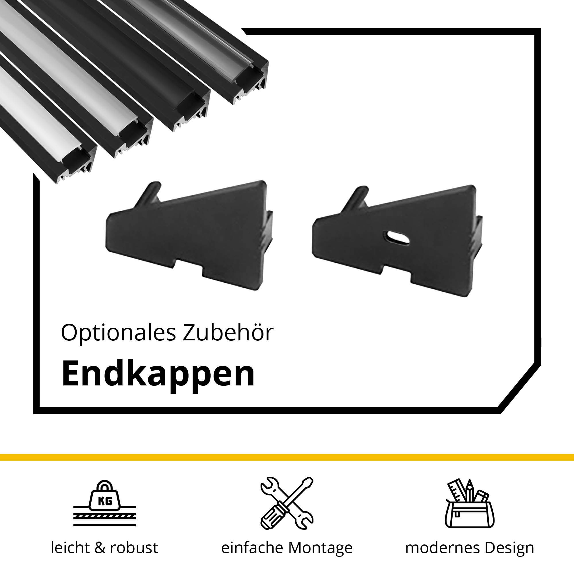 A20 LED Aluprofil Schwarz Eckprofil 30° A20 LED Aluprofil Schwarz Eckprofil 30° 2m milky