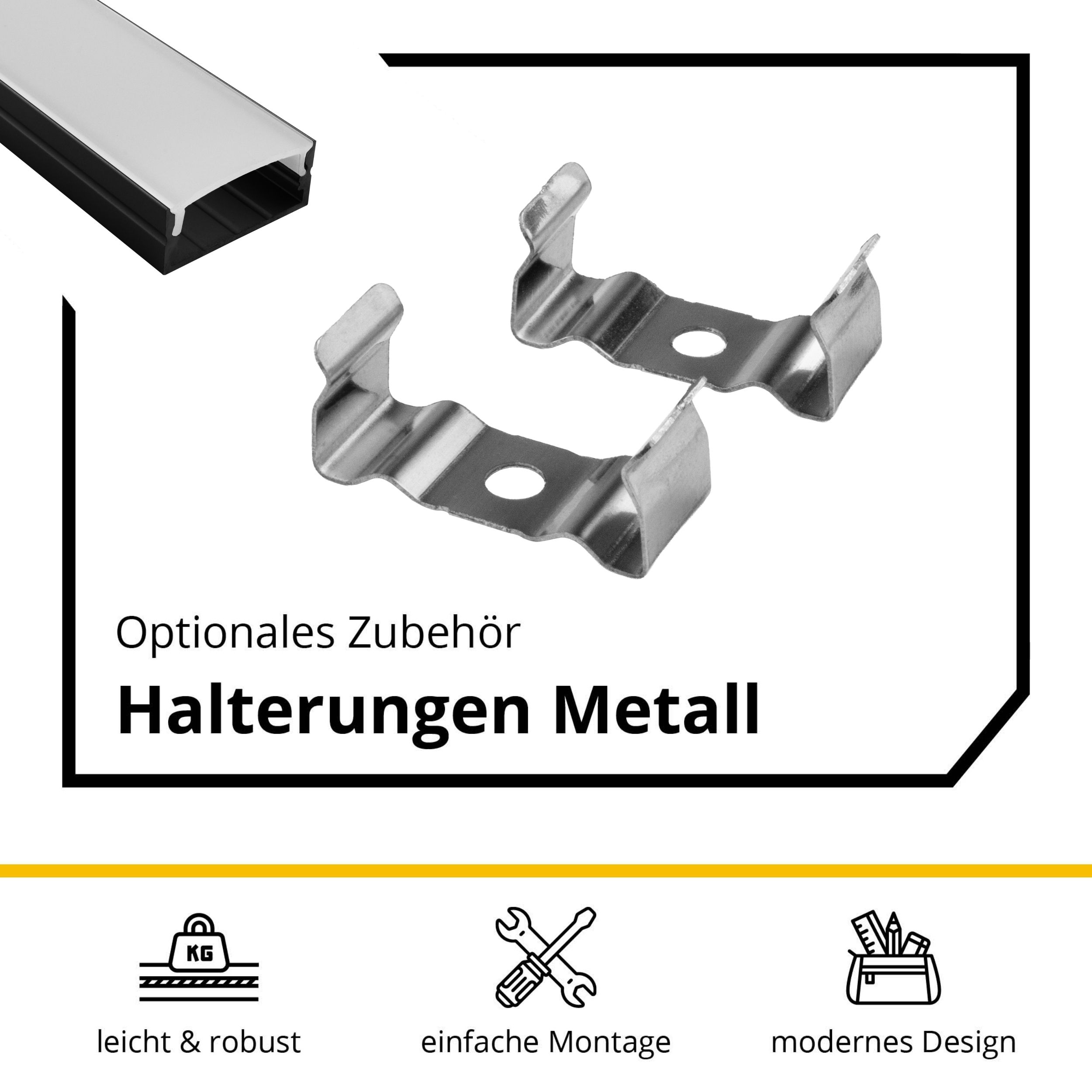 A23 LED Aluprofil Schwarz - 2x Halter
