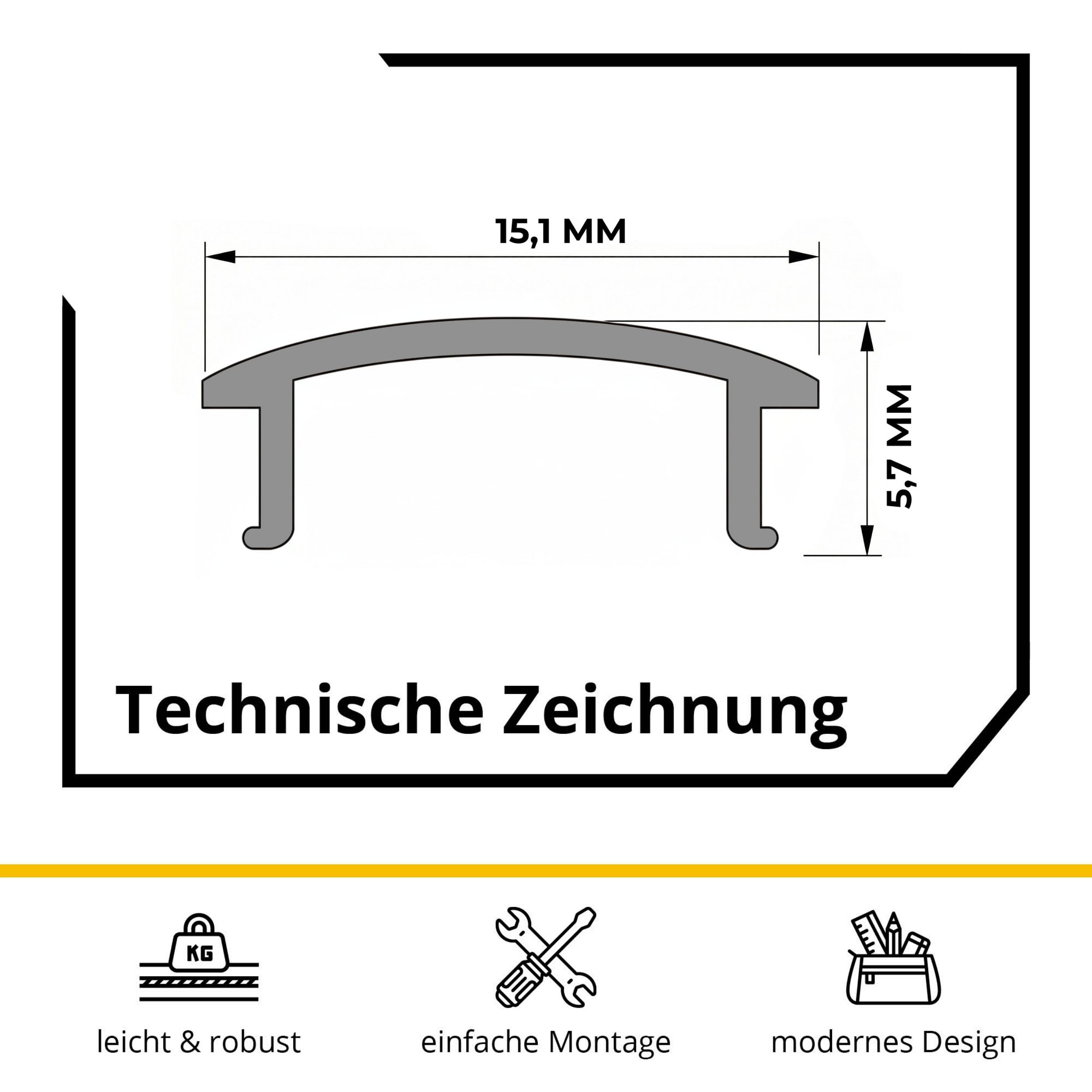 LED Abdechung No.1 - A17-, A25-, C01-, C02- und F01-Serie - LED-Aluprofil - Klar