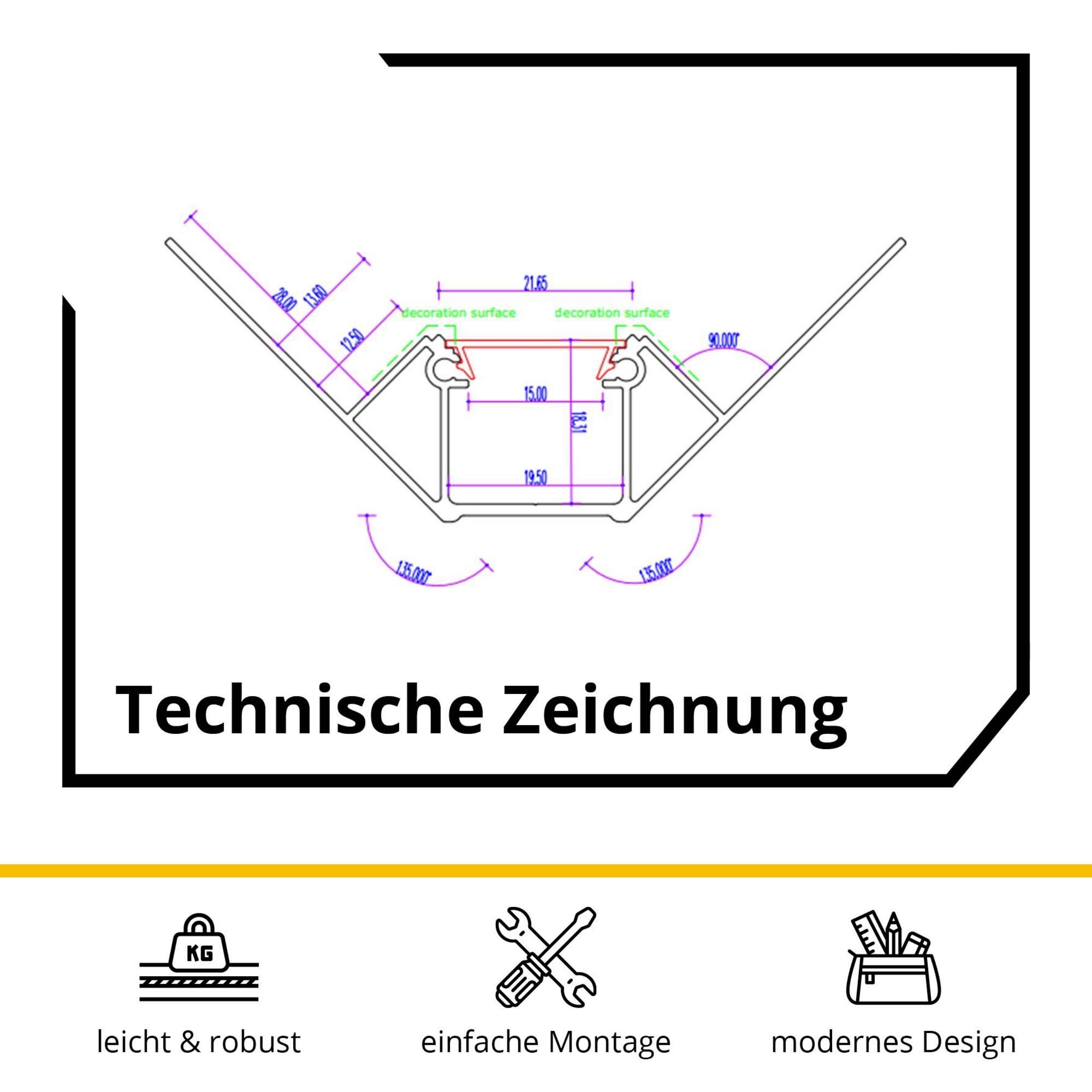 LED Trockenbau-Eckprofil Innen Silber – für LED-Strips bis 16mm LED Trockenbau-Eckprofil Innen Silber – für LED-Strips bis 16mm 2m opal