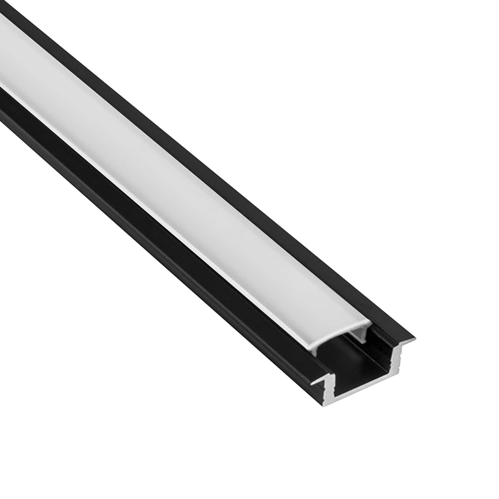 A25 LED Aluprofil Einbauprofil Schwarz 1m Abdeckung milky A25 LED Aluprofil Einbauprofil Schwarz 2m Abdeckung milky