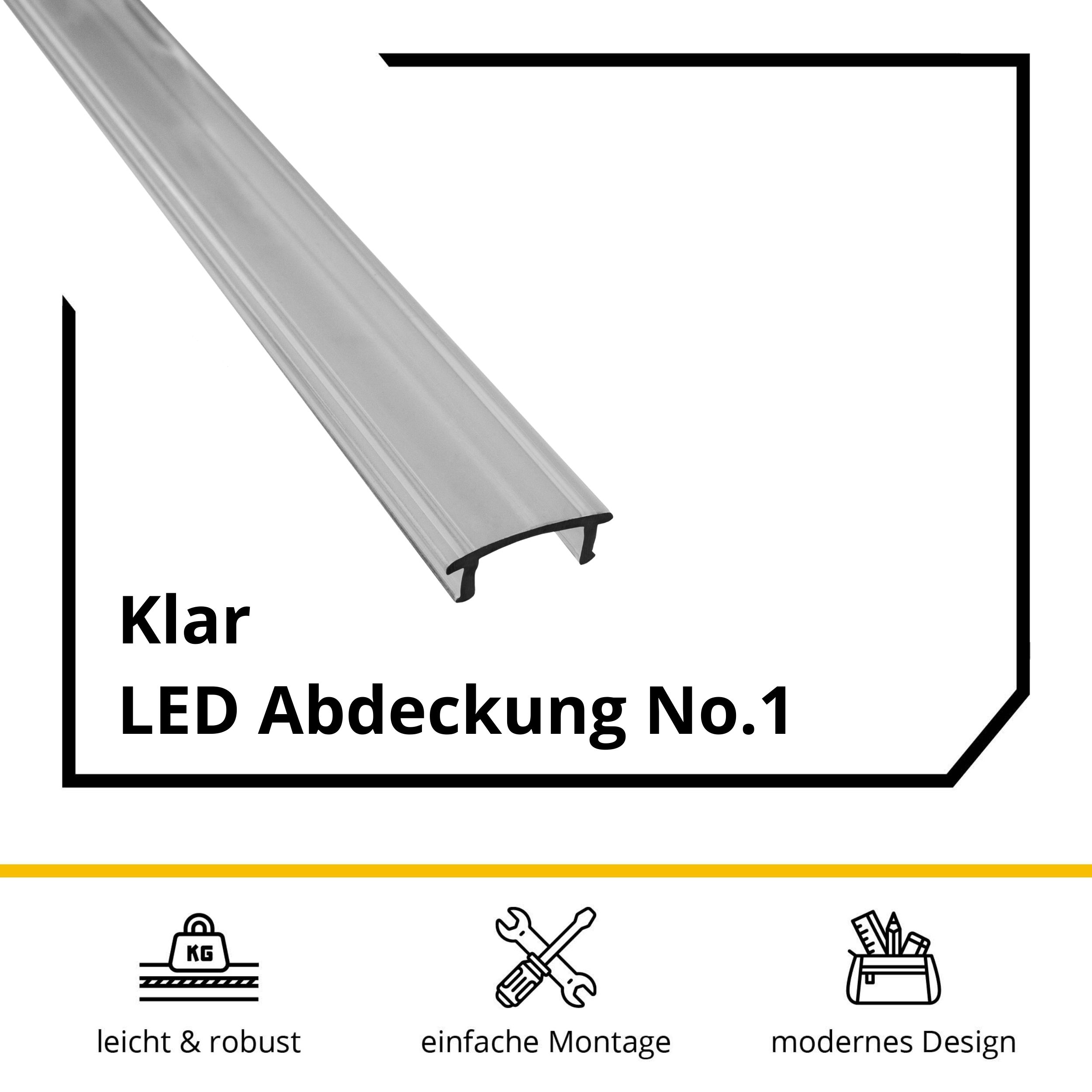 LED Abdechung No.1 - A17-, A25-, C01-, C02- und F01-Serie - LED-Aluprofil LED Abdeckung No.1 - A17-, A25-, C01-, C02- und F01-Serie - LED-Aluprofil - Klar