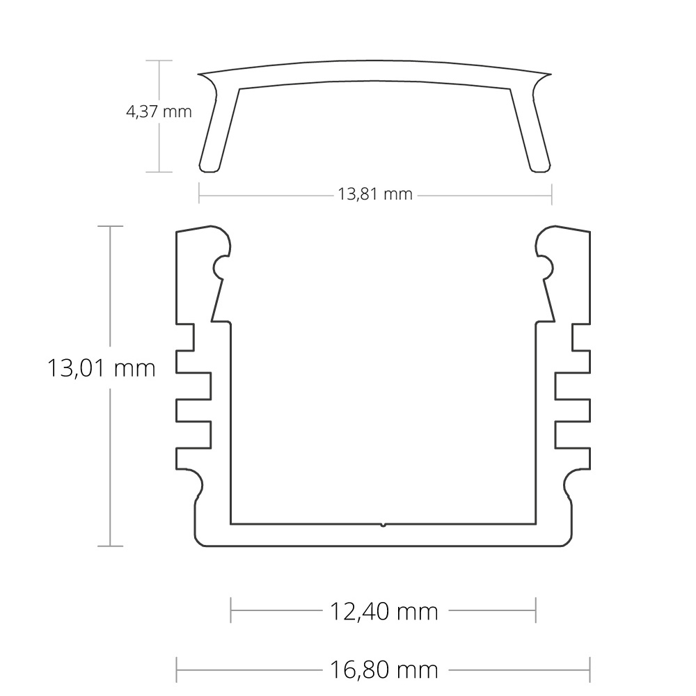GX-PL2 LED Aufbau-Profil 200 cm, hoch, LED Stripes max. 12mm, silber GX-PL2 LED Aufbau-Profil 200 cm, hoch, LED Stripes max. 12mm, weiß RAL 9010