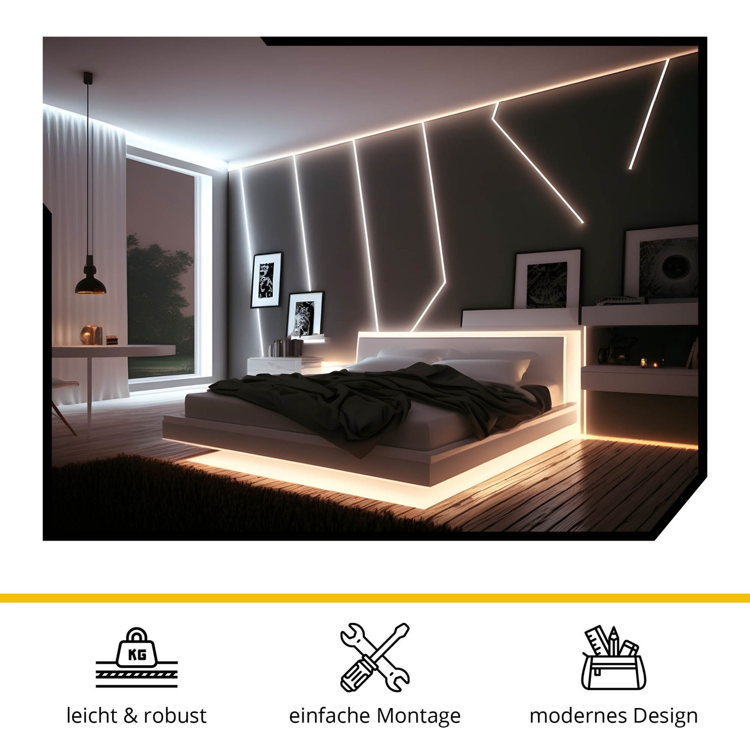 A23 LED Aluprofil Silber - 2x Halter