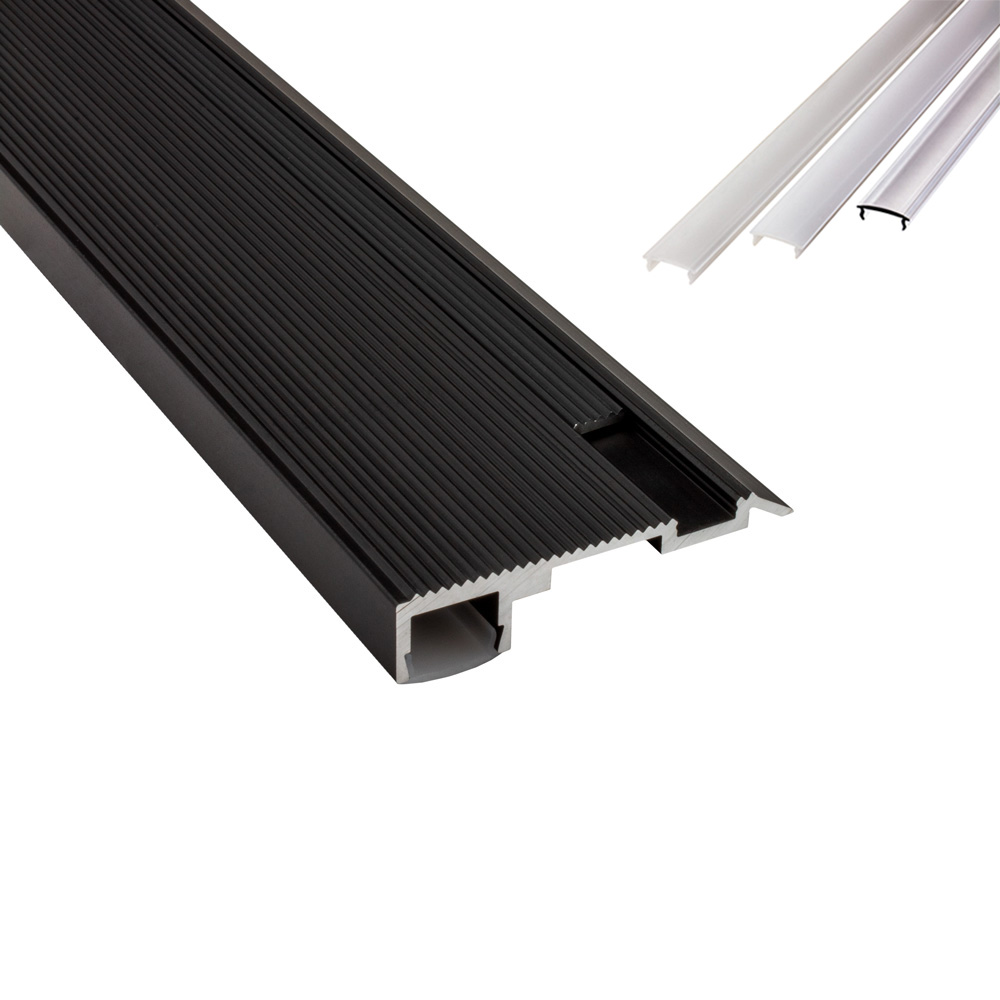 B-WARE - T-STA LED Alu Treppenprofil Treppenwinkel schwarz Endkappe rechts 1 Stück
