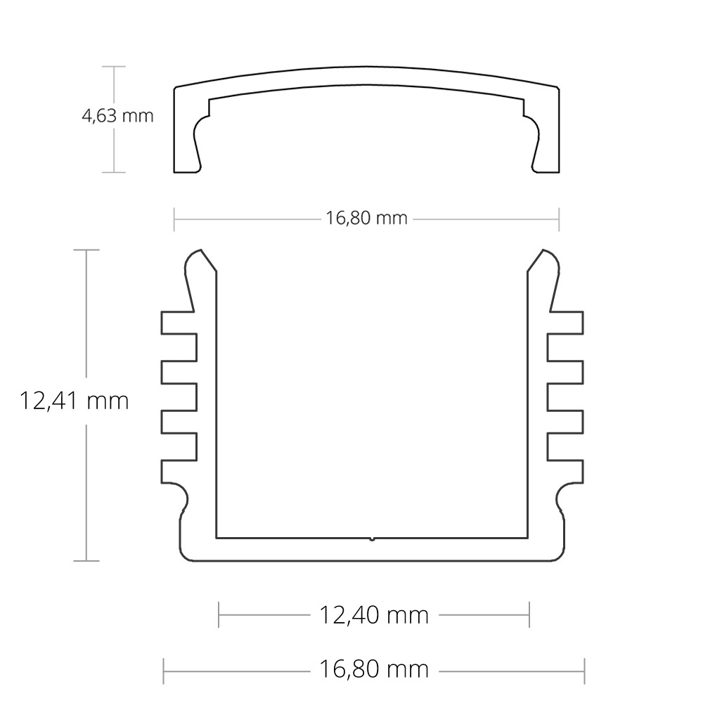 GX-PL5 LED AUFBAU-Profil 200 cm, hoch, LED Stripes max. 12mm, silber 2x Halter metall GX-PL5 LED AUFBAU-Profil 200 cm, hoch, LED Stripes max. 12 mm, schwarz RAL 9005 2x Halter metall