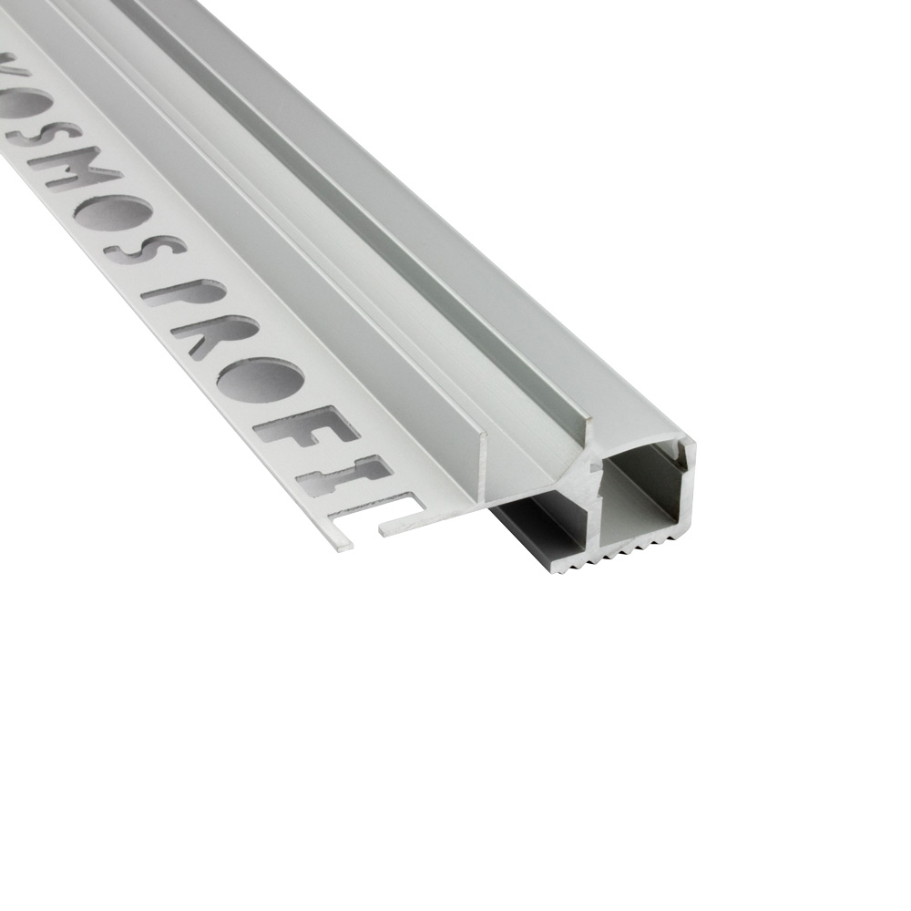 T-40 LED Alu Fliesenprofil Treppenprofil Stufen 12mm silber 2m opal