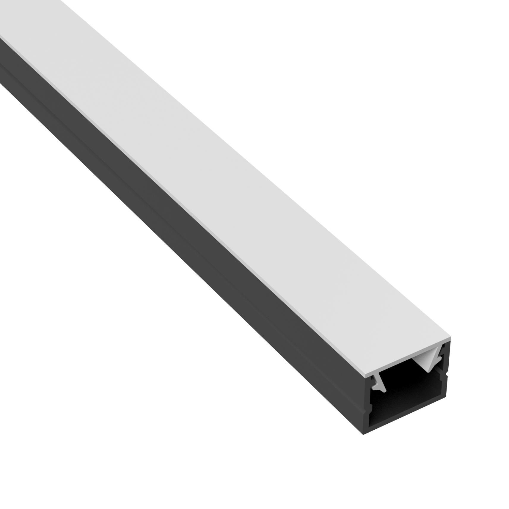 Slim-Line LED-Aluprofil U-Profil 2,7m Schwarz Abdeckung Opal