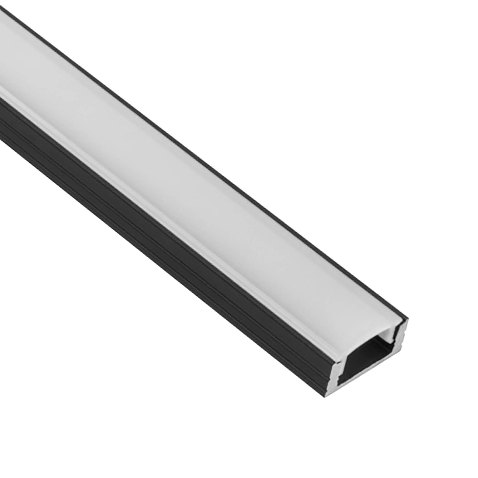 A17 LED Aluprofil Schwarz 2m Abdeckung milky