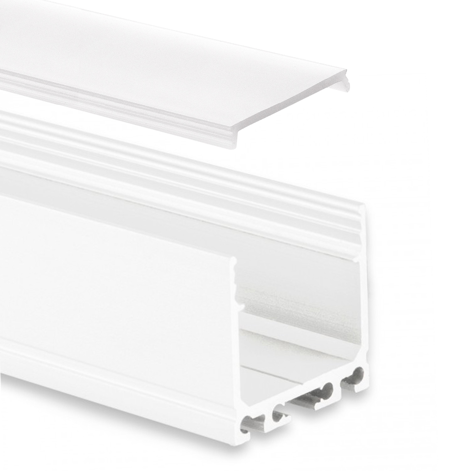 GX-PN6n LED AUFBAU-Profil 200 cm, hoch, LED Stripes max. 24 mm, weiß RAL 9010 2m Abdeckung opal GX-PN6n LED AUFBAU-Profil 200 cm, hoch, LED Stripes max. 24 mm, weiß RAL 9010 2m Abdeckung opal