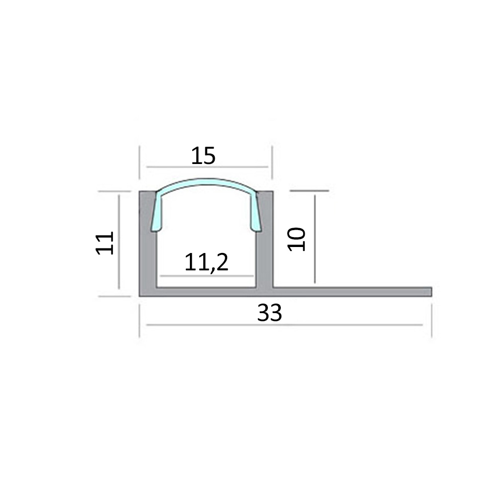 T77 LED Alu Fliesenprofil 10mm silber 2x Endkappen T77 LED Alu Fliesenprofil 10mm silber 20°