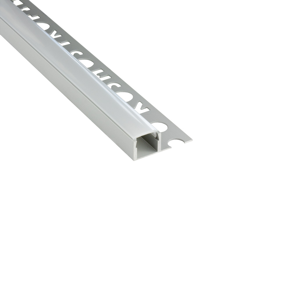 T77 LED Alu Fliesenprofil 10mm silber 2m milky